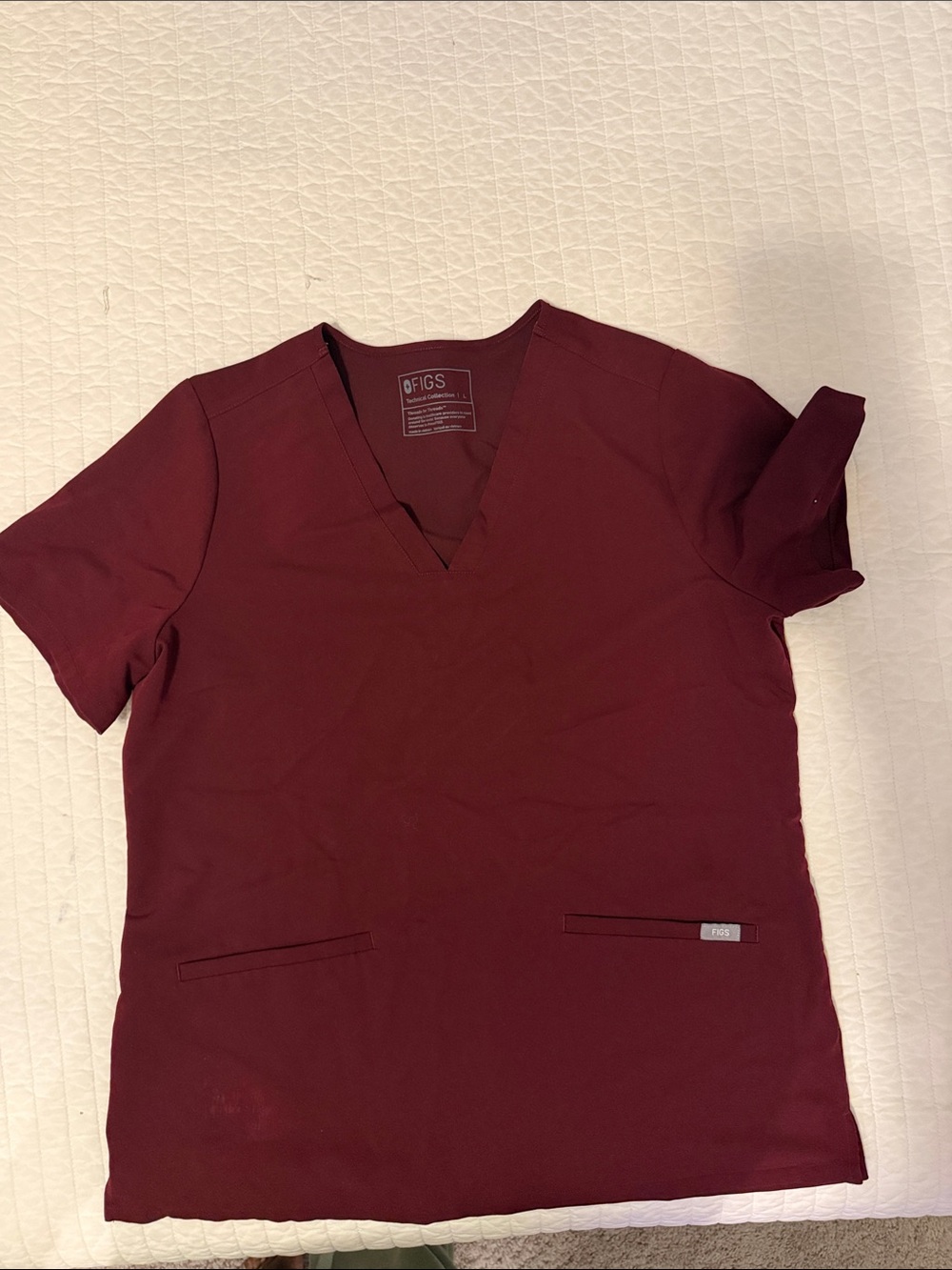 Figs V-Neck Scrub Top in Burgundy